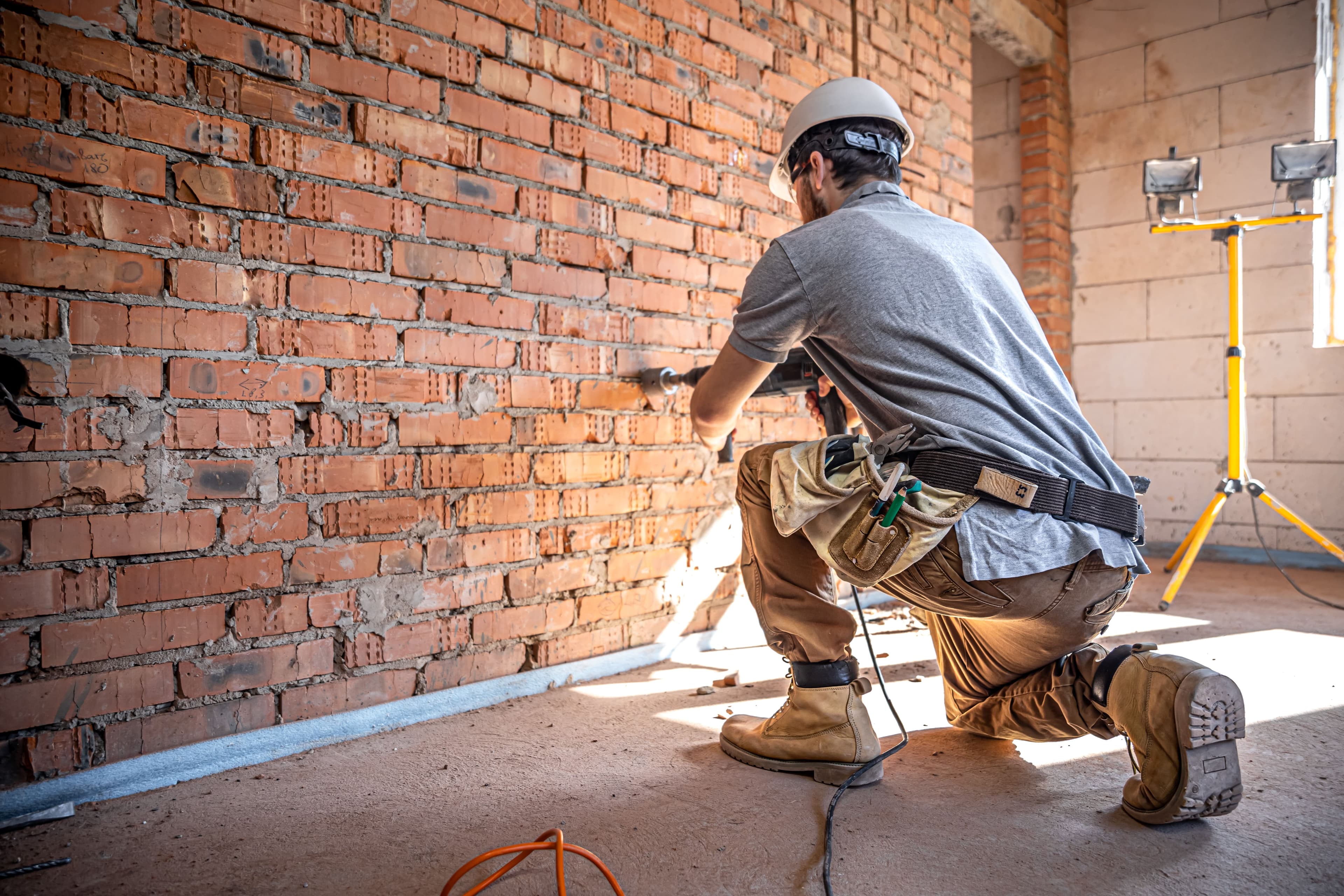 Profissional executando uma obra
